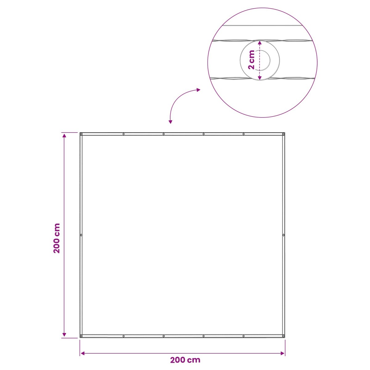 vidaXL Αδιάφανο σκίαστρο μπαλκονιού 200 x 200 cm