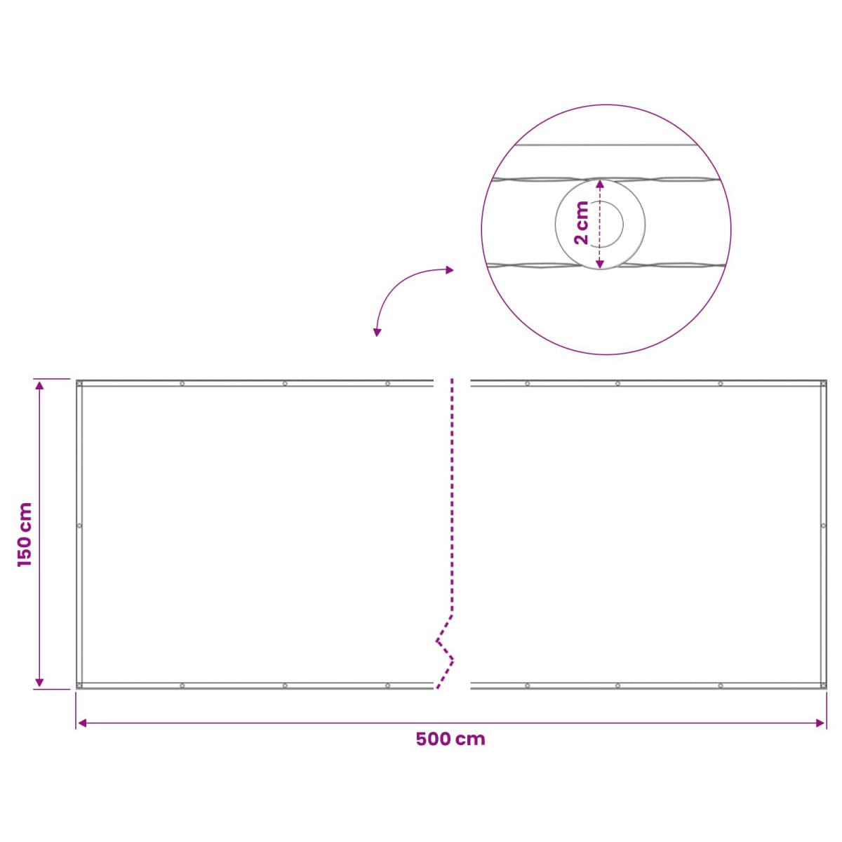 vidaXL Αδιάφανο σκίαστρο μπαλκονιού 150 x 500 cm