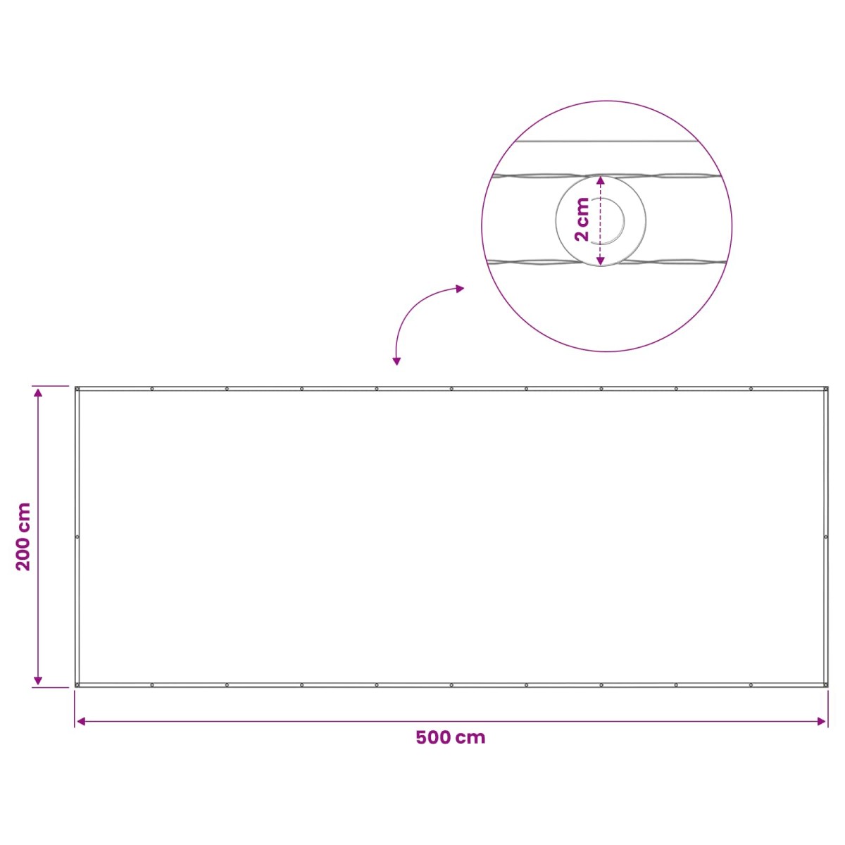 vidaXL Αδιάφανο σκίαστρο μπαλκονιού 200 x 500 cm