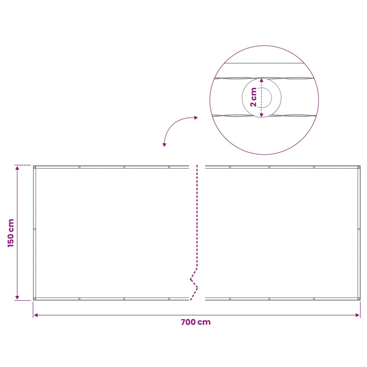 vidaXL Αδιάφανο σκίαστρο μπαλκονιού 150 x 700 cm
