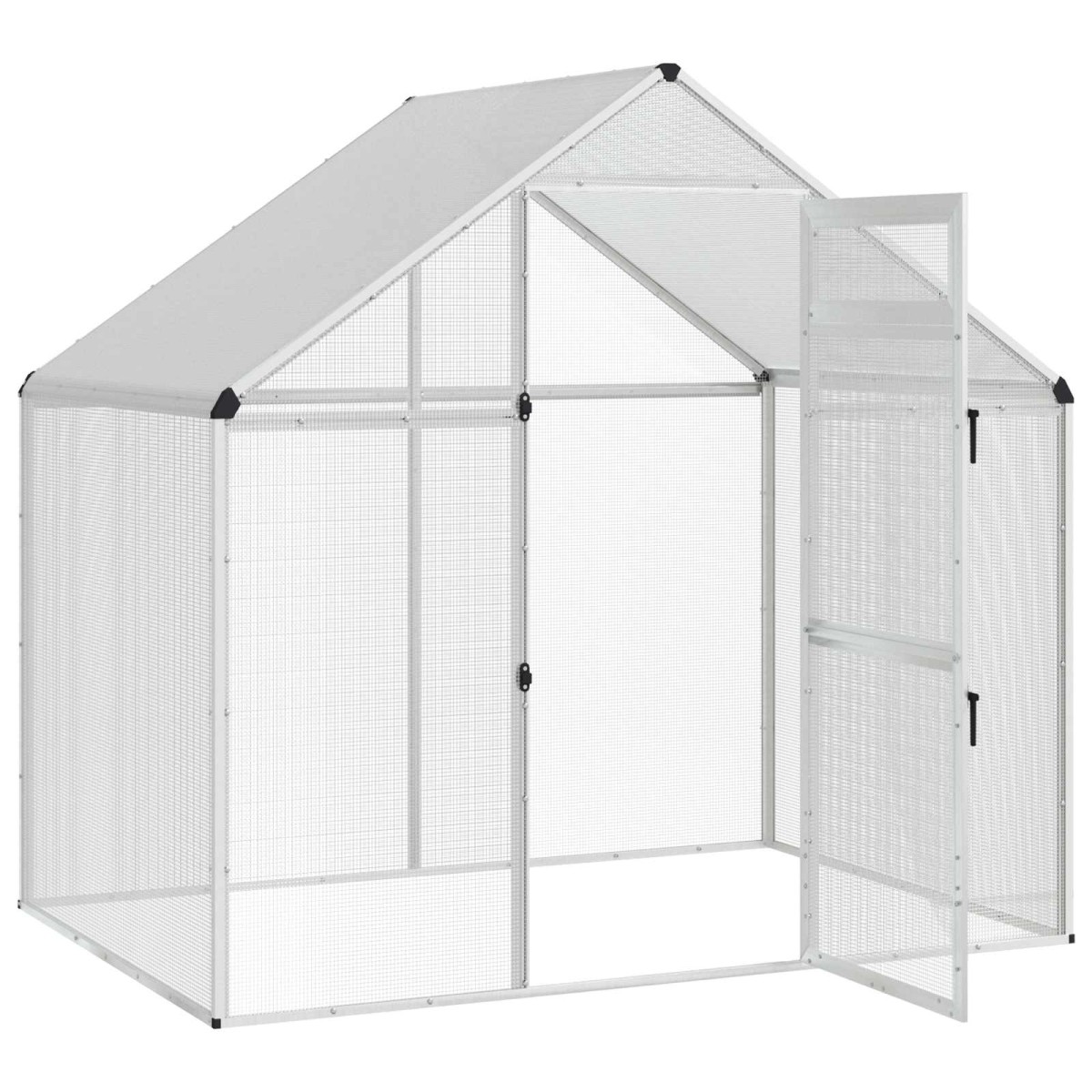 vidaXL Κλουβί Πουλιών Ασημί 181,5 x 112 x 173,5 εκ.