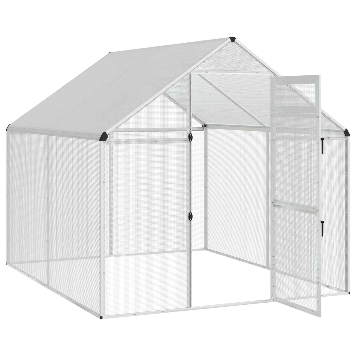 vidaXL Κλουβί Πουλιών Ασημί 181,5 x 221 x 173,5 εκ