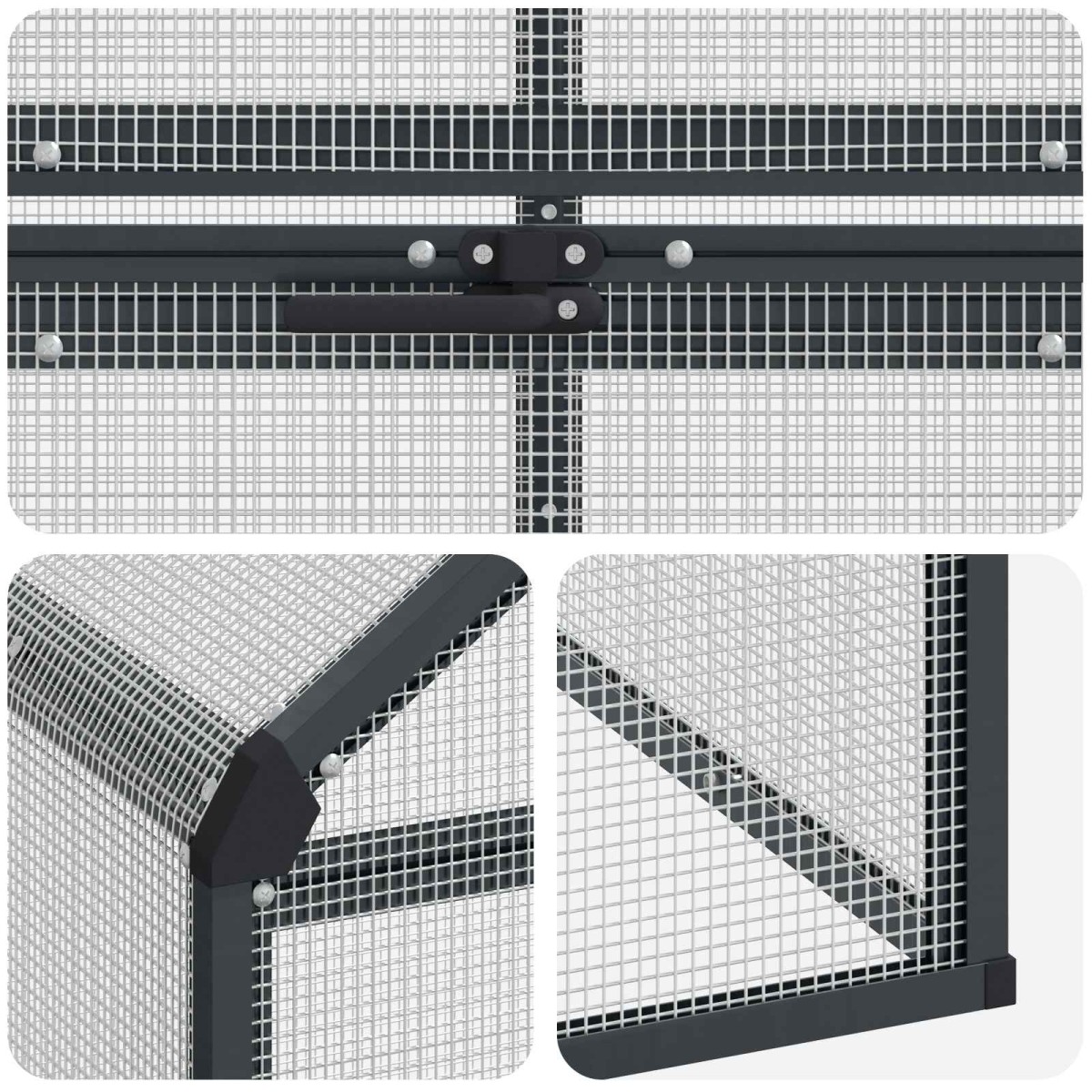 vidaXL Κλουβί Πουλιών Ανθρακί 181,5 x 221 x 173,5 εκ