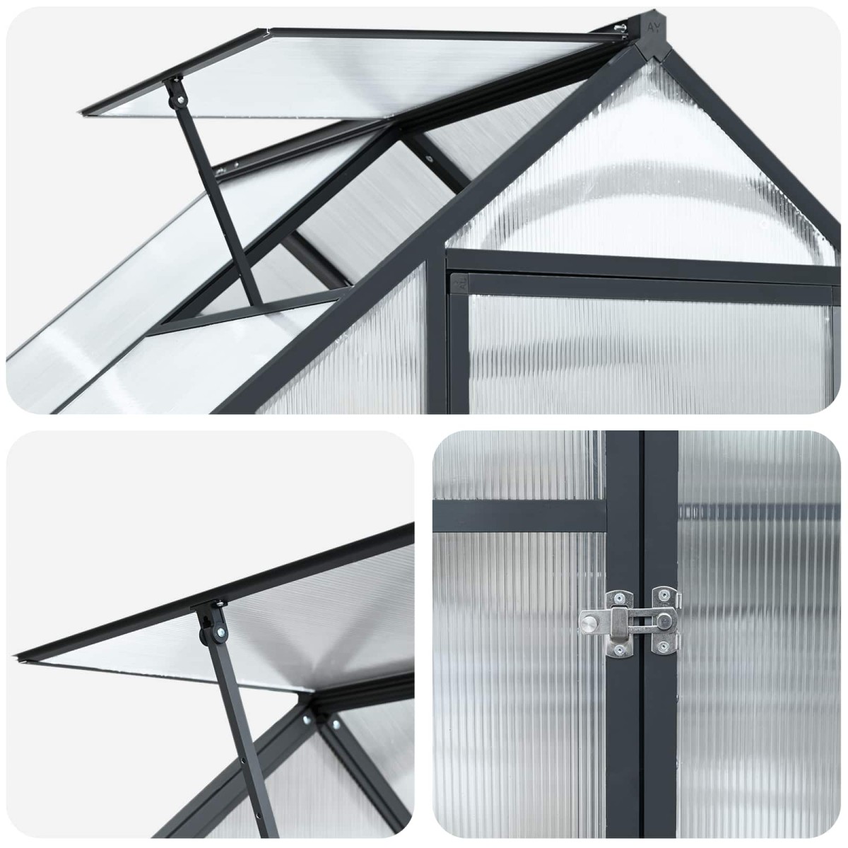 vidaXL Θερμοκήπιο Κήπου με πόρτα Ανθρακί 183,5 x 123 x 207 εκ.