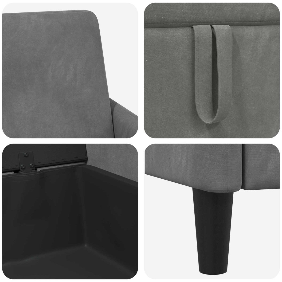 vidaXL Καναπές με Αποθήκευση Σκούρο Γκρι 72 x 78 x 87 εκ. Πολυεστέρας