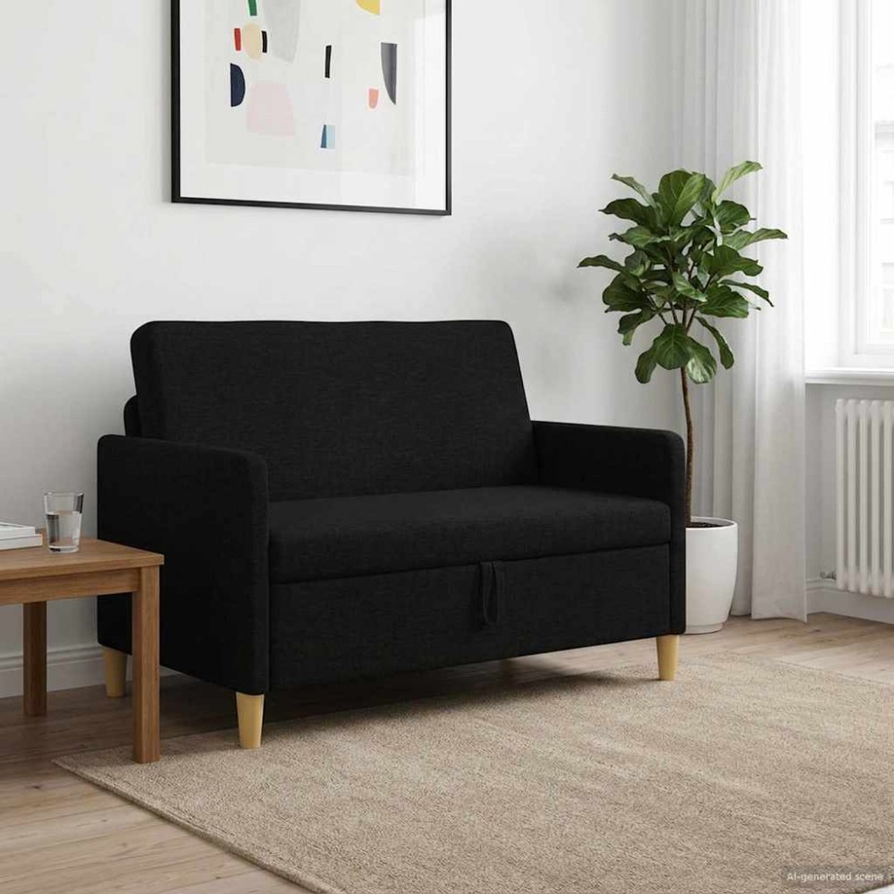 vidaXL Καναπές με Αποθήκευση Μαύρο 122 x 78 x 87 εκ Πολυεστέρας