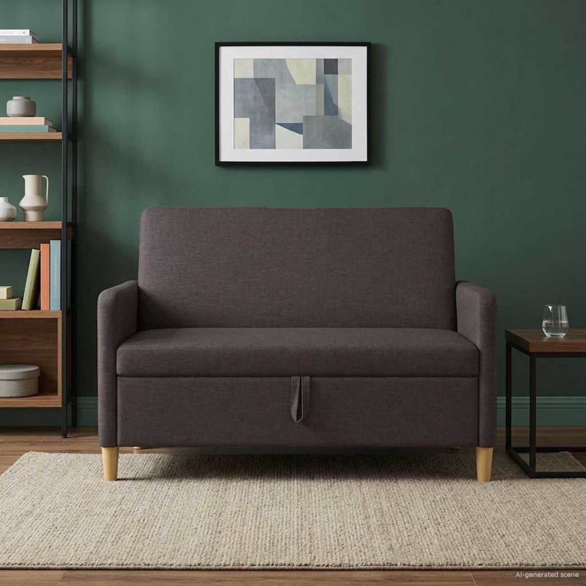 vidaXL Καναπές με Αποθήκευση Σκούρο Καφέ 122 x 78 x 87 εκ Πολυεστέρας