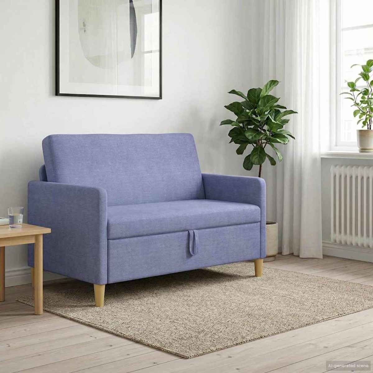 vidaXL Καναπές με Αποθήκευση Μπλε τζην 122 x 78 x 87 εκ Πολυεστέρας