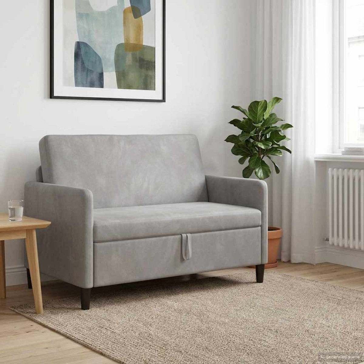 vidaXL Καναπές με Αποθήκευση Ανοιχτό γκρι 122 x 78 x 87 εκ Πολυεστέρας