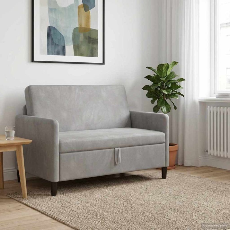 vidaXL Καναπές με Αποθήκευση Ανοιχτό γκρι 122 x 78 x 87 εκ Πολυεστέρας