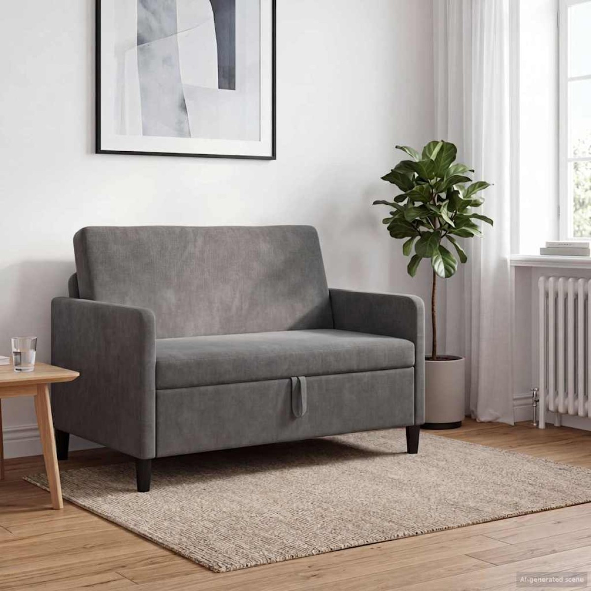 vidaXL Καναπές με Αποθήκευση Σκούρο Γκρι 122 x 78 x 87 εκ Πολυεστέρας