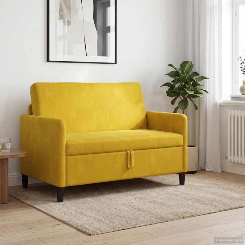 vidaXL Καναπές με Αποθήκευση Κίτρινο 122 x 78 x 87 εκ Πολυεστέρας