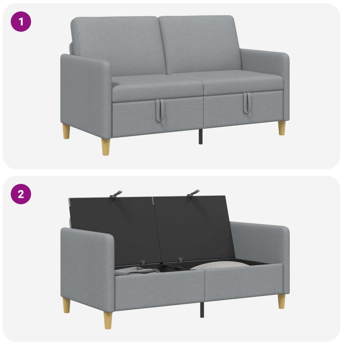 vidaXL Καναπές με Αποθήκευση Ανοιχτό γκρι 152 x 78 x 87 εκ Πολυεστέρας