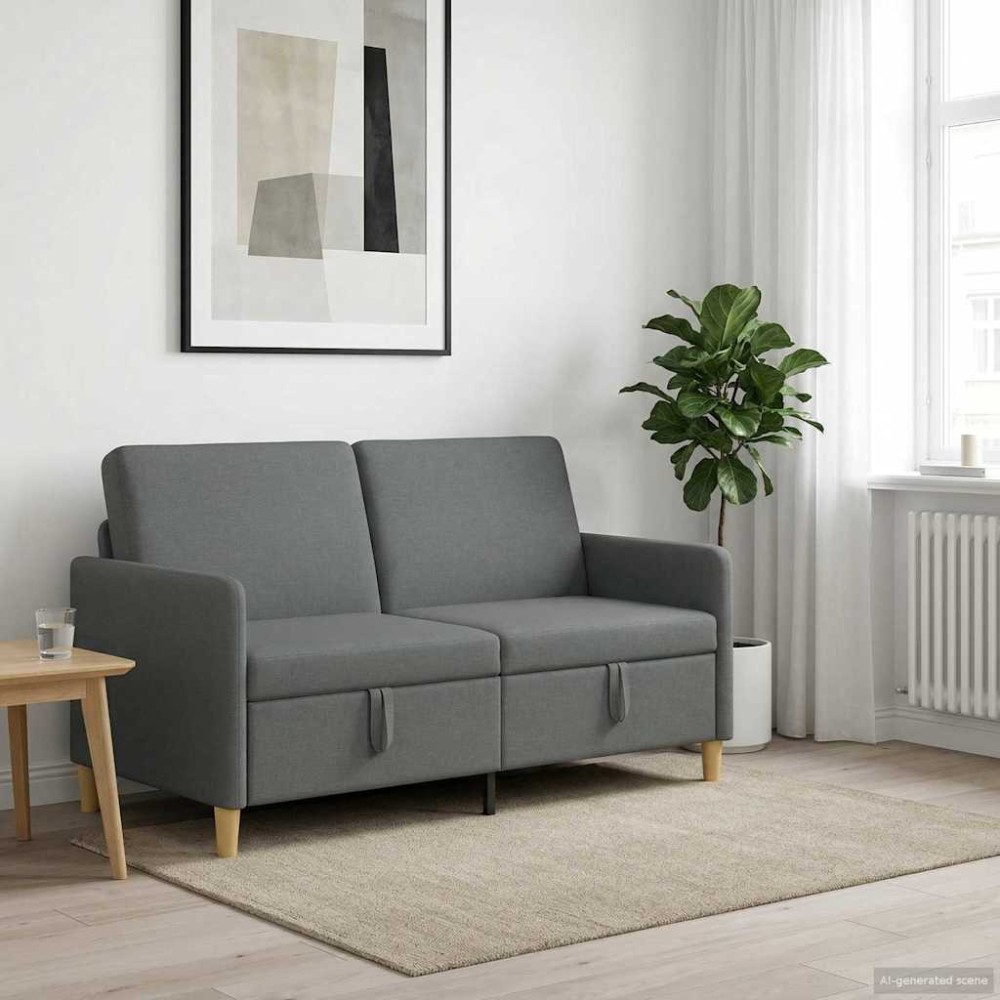 vidaXL Καναπές με Αποθήκευση Σκούρο Γκρι 152 x 78 x 87 εκ Πολυεστέρας
