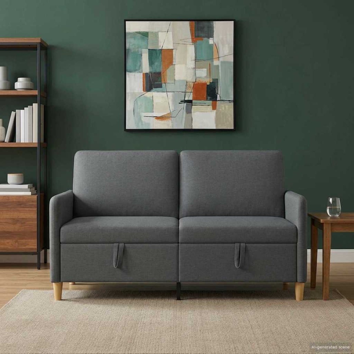 vidaXL Καναπές με Αποθήκευση Σκούρο Γκρι 152 x 78 x 87 εκ Πολυεστέρας