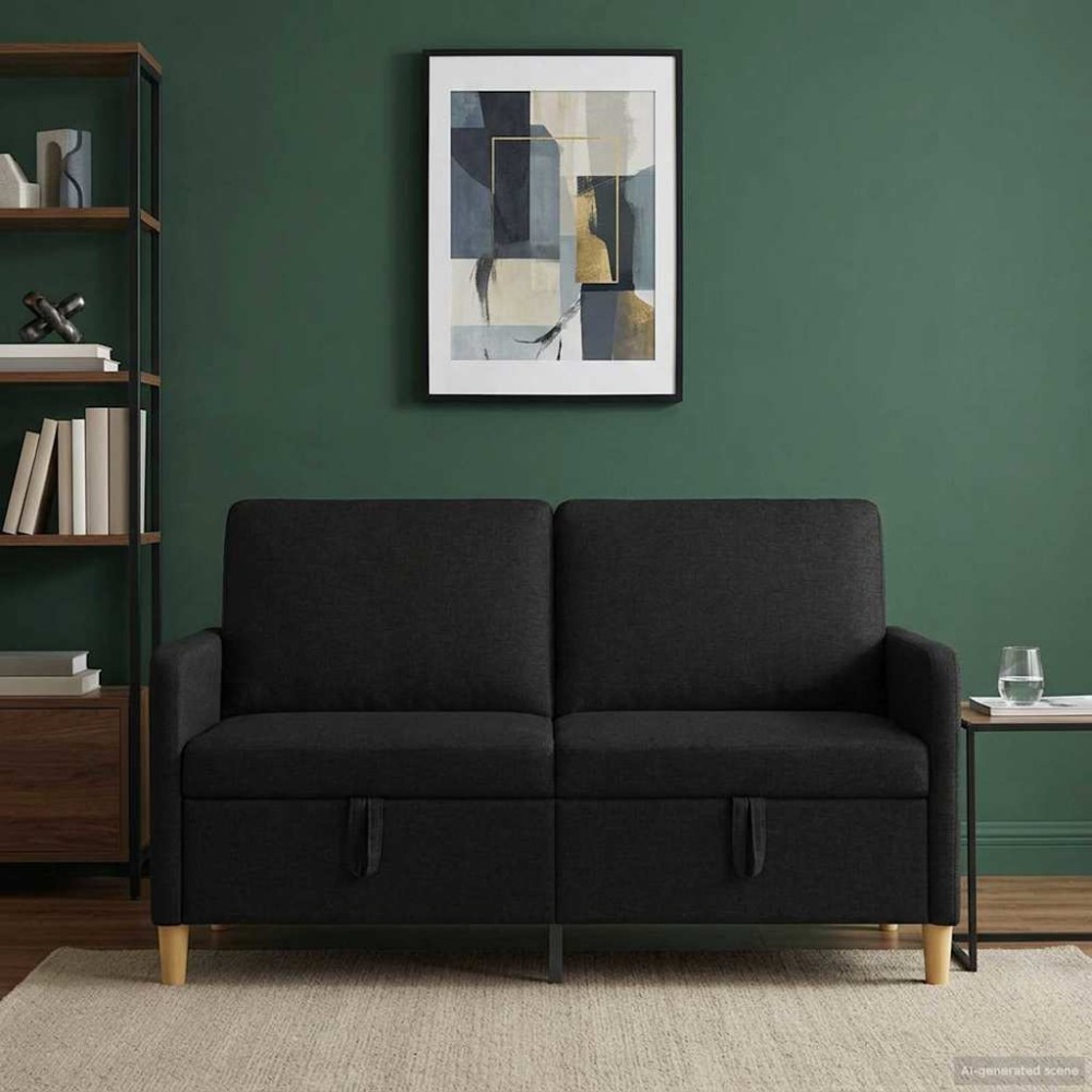 vidaXL Καναπές με Αποθήκευση Μαύρο 152 x 78 x 87 εκ Πολυεστέρας