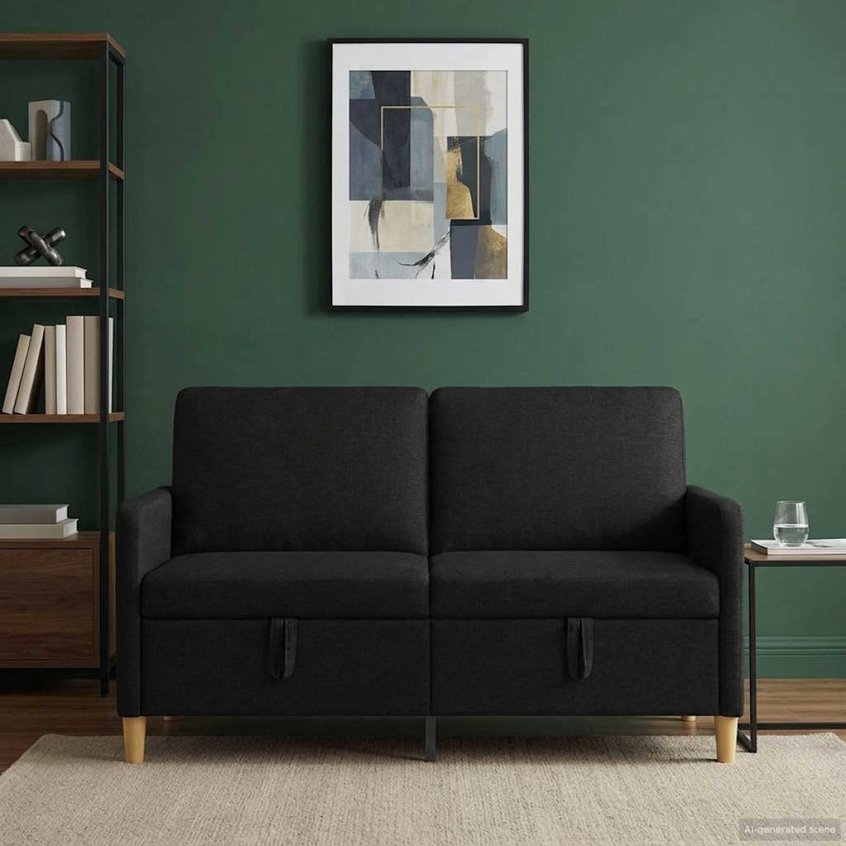 vidaXL Καναπές με Αποθήκευση Μαύρο 152 x 78 x 87 εκ Πολυεστέρας