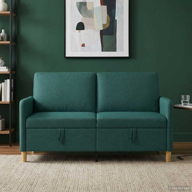 vidaXL Καναπές με Αποθήκευση Σκούρο Πράσινο 152 x 78 x 87 εκ