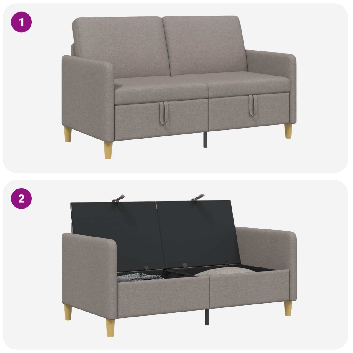 vidaXL Καναπές με Αποθήκευση Taupe 152 x 78 x 87 εκ Πολυεστέρας