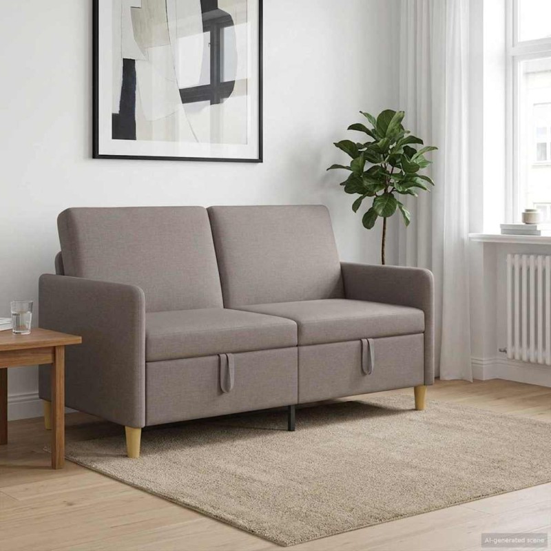 vidaXL Καναπές με Αποθήκευση Taupe 152 x 78 x 87 εκ Πολυεστέρας
