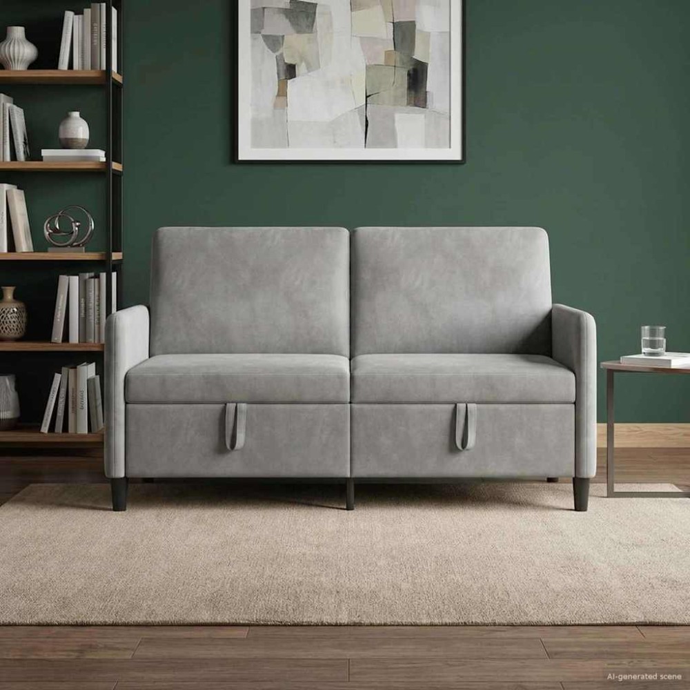 vidaXL Καναπές με Αποθήκευση Ανοιχτό γκρι 152 x 78 x 87 εκ Πολυεστέρας