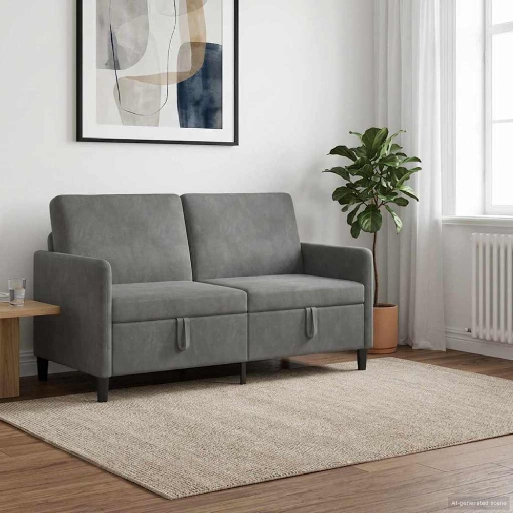 vidaXL Καναπές με Αποθήκευση Σκούρο Γκρι 152 x 78 x 87 εκ Πολυεστέρας