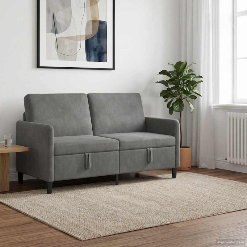 vidaXL Καναπές με Αποθήκευση Σκούρο Γκρι 152 x 78 x 87 εκ Πολυεστέρας