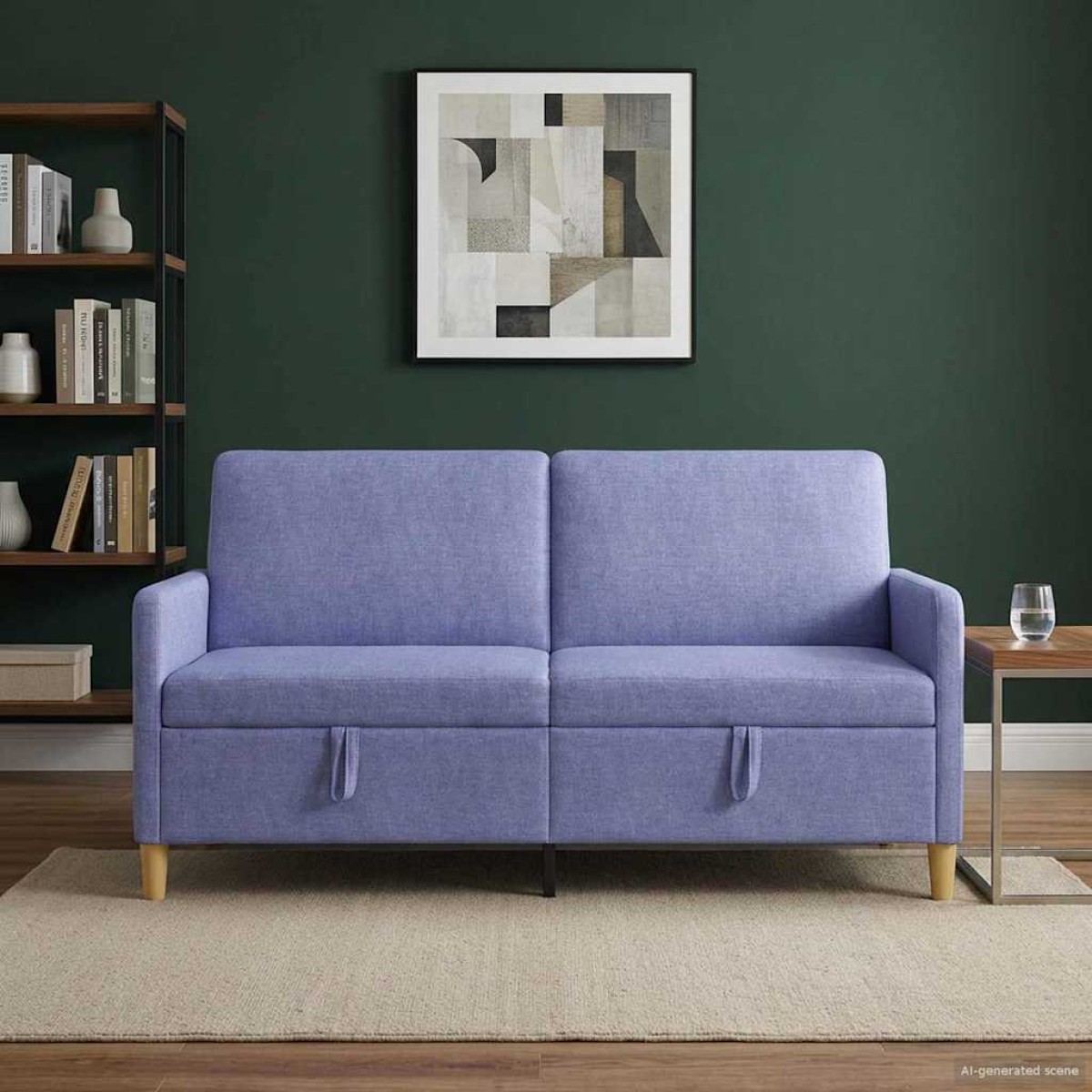 vidaXL Καναπές με Αποθήκευση Μπλε τζην 172 x 78 x 87 εκ Πολυεστέρας