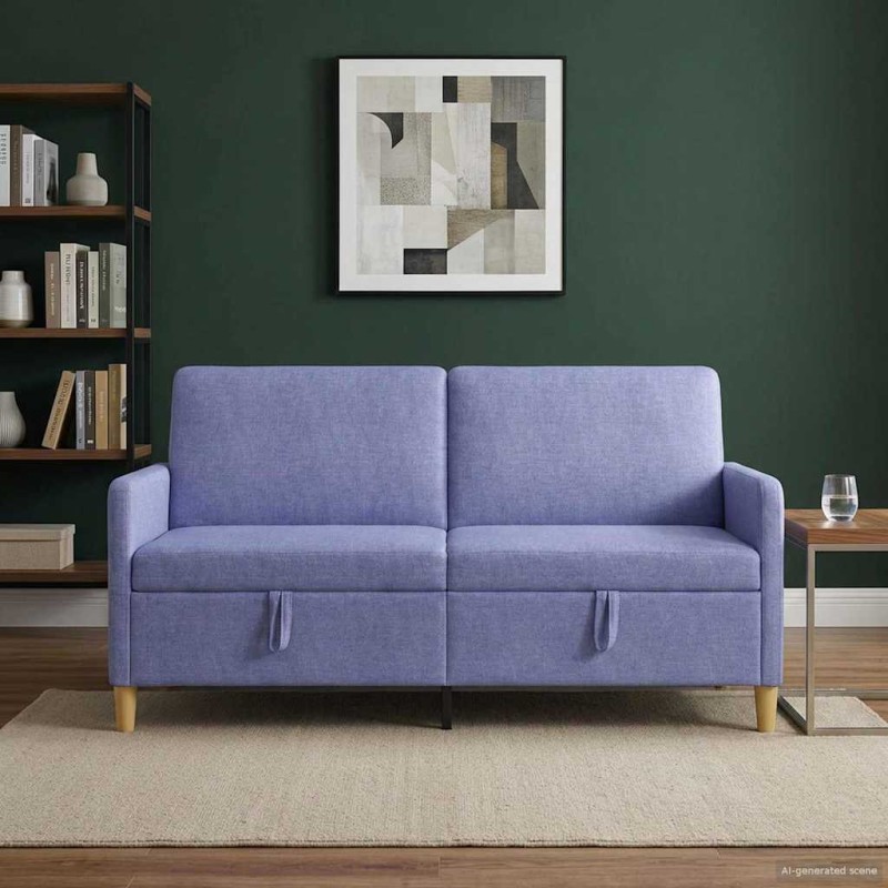 vidaXL Καναπές με Αποθήκευση Μπλε τζην 172 x 78 x 87 εκ Πολυεστέρας