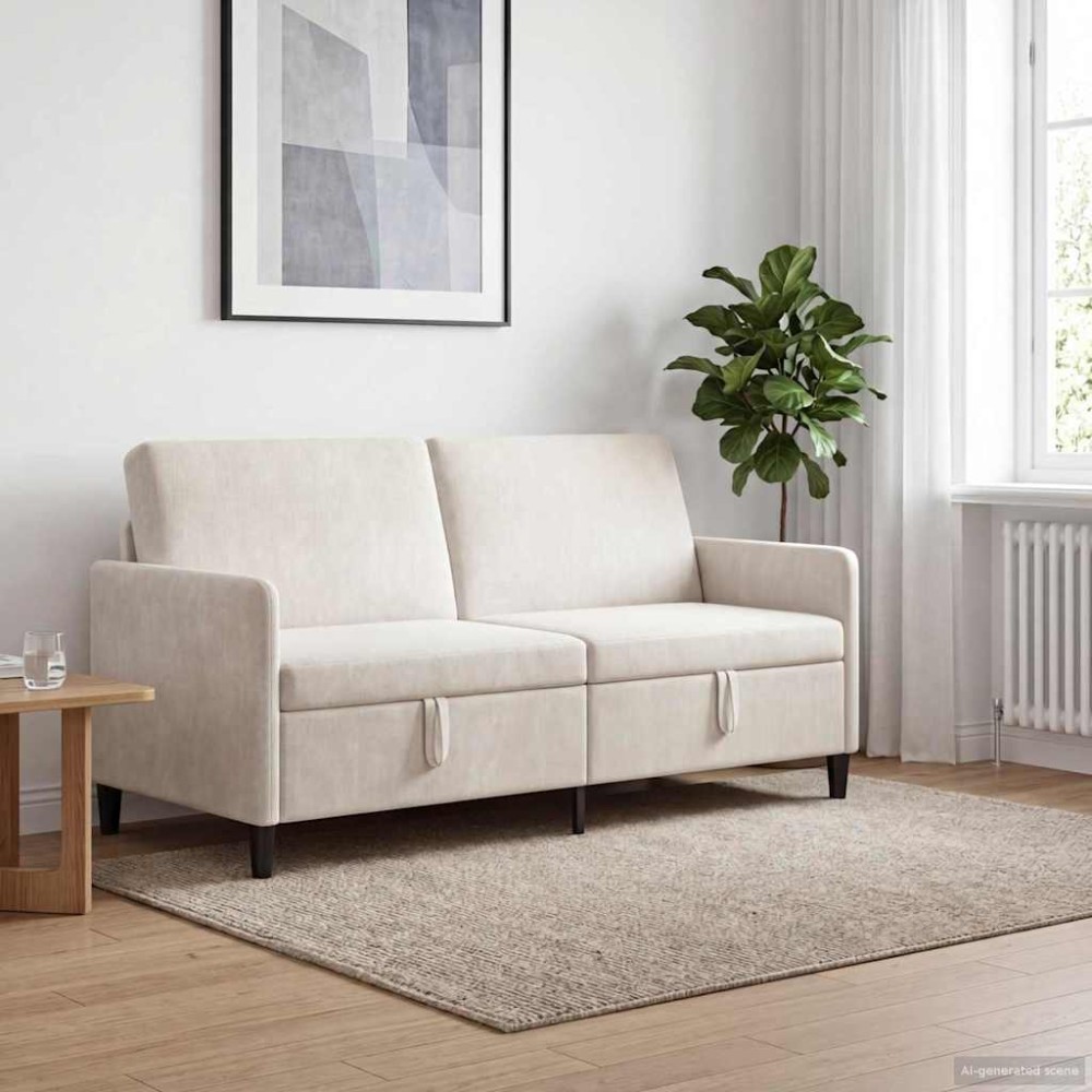 vidaXL Καναπές με Αποθήκευση Κρεμ 172 x 78 x 87 εκ Πολυεστέρας
