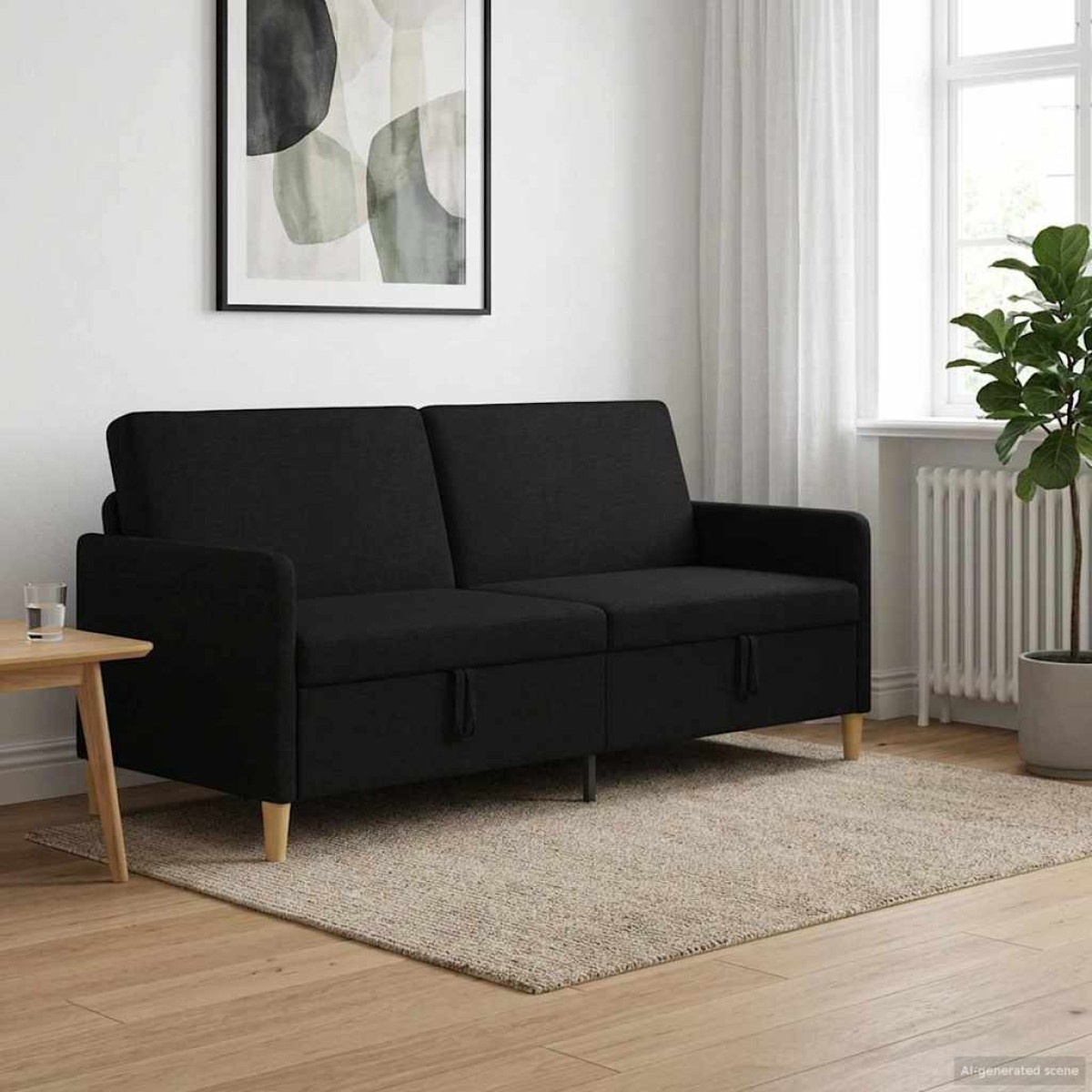 vidaXL Καναπές με Αποθήκευση Μαύρο 192 x 78 x 87 εκ. Πολυεστέρας