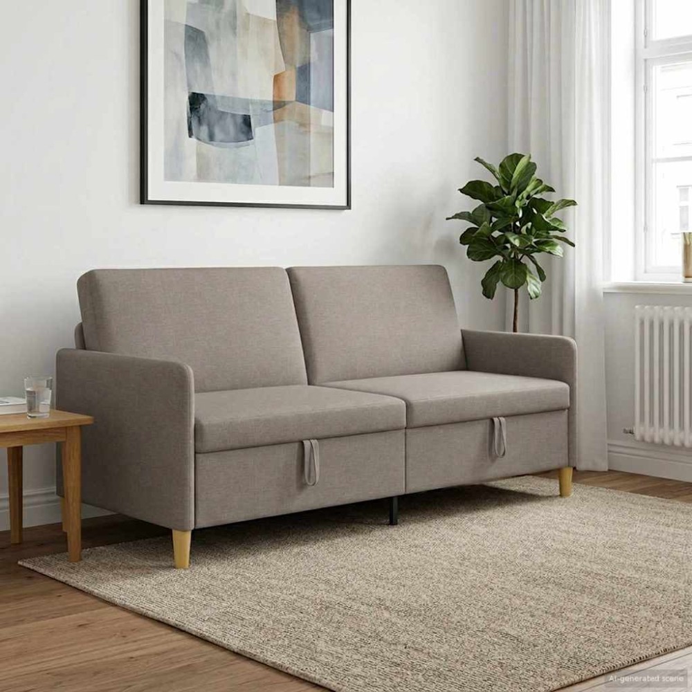 vidaXL Καναπές με Αποθήκευση Taupe 192 x 78 x 87 εκ. Πολυεστέρας