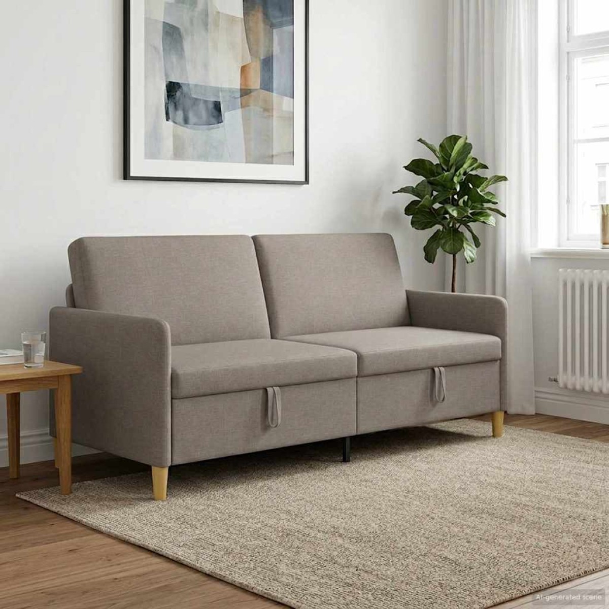 vidaXL Καναπές με Αποθήκευση Taupe 192 x 78 x 87 εκ. Πολυεστέρας