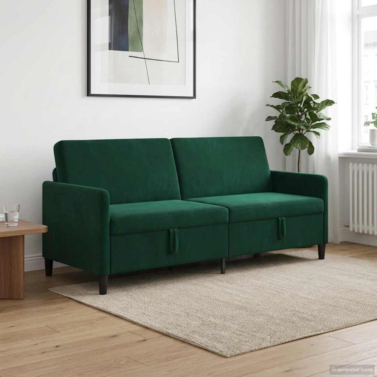 vidaXL Καναπές με Αποθήκευση Σκούρο Πράσινο 192 x 78 x 87 εκ.