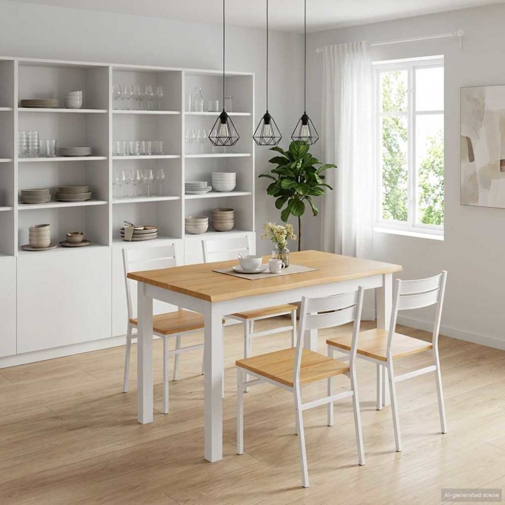 VidaXL Τραπεζαρία EKAI Λευκό 112 x 70 x 76,5 εκ Μασίφ Ξύλο Πεύκου