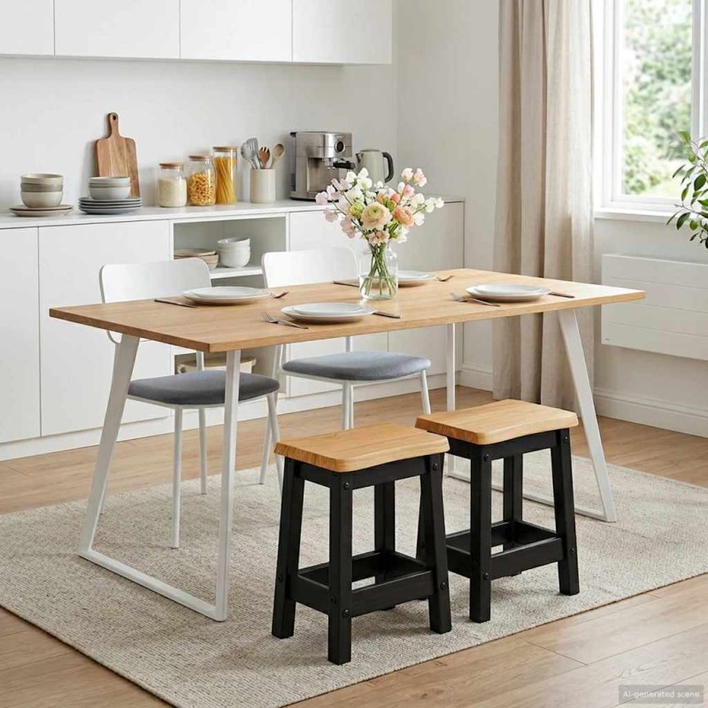 vidaXL Μπαρ σκαμπό EKAI 2 τμχ. Μαύρο 40 x 29 x 45,5 εκ