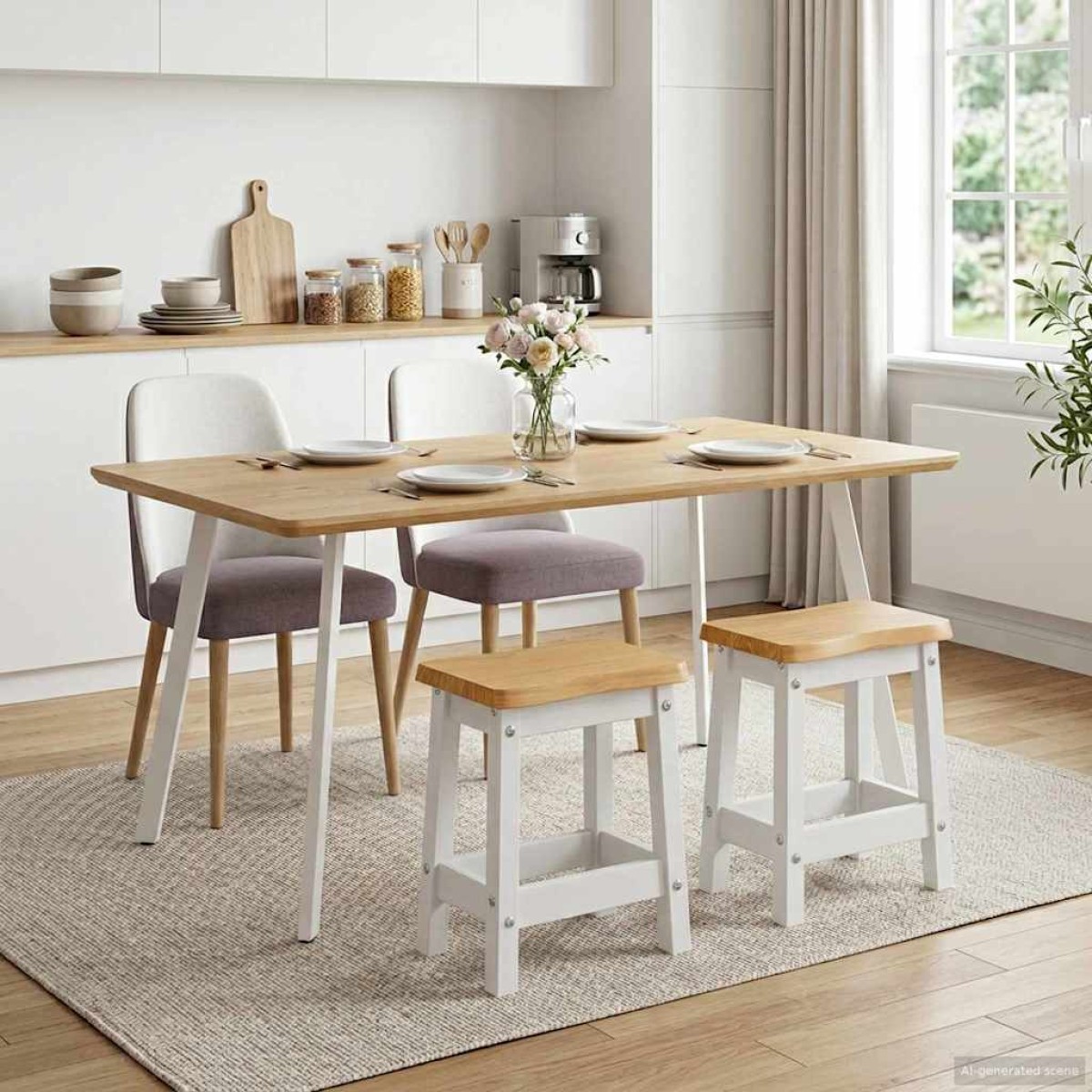 vidaXL Μπαρ σκαμπό EKAI 2 τμχ. Λευκό 40 x 29 x 45,5 εκ
