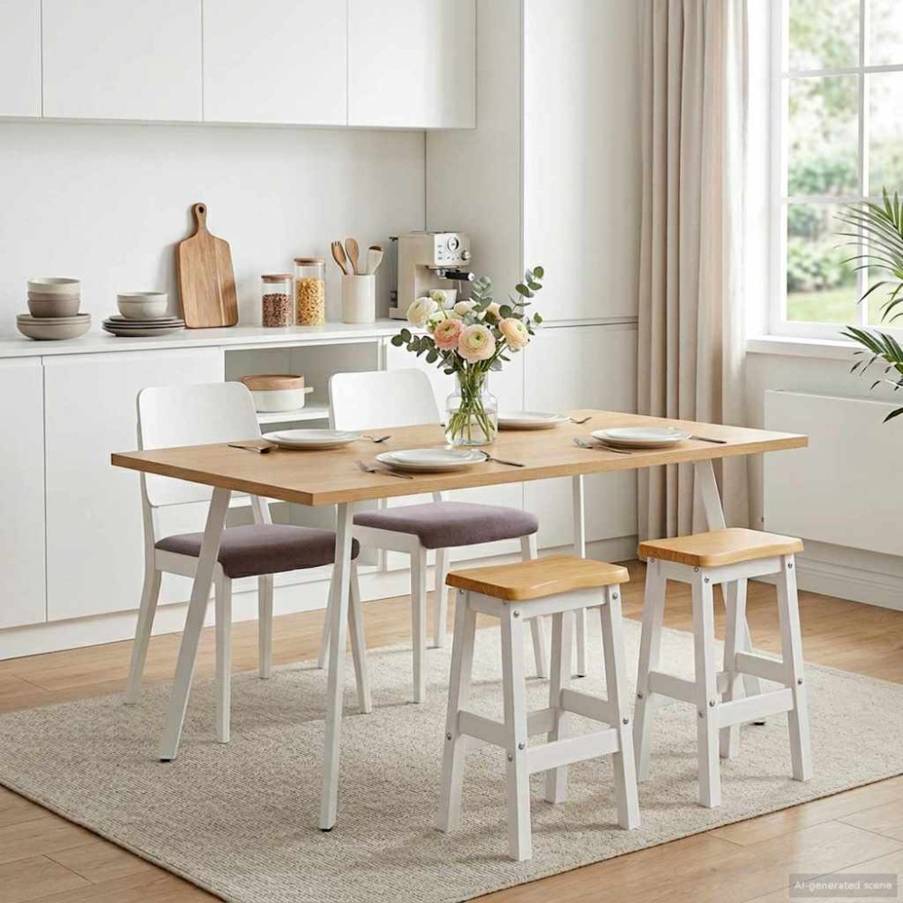 vidaXL Υψηλό Μπαρ Σκαμπό EKAI 2 τμχ. Λευκό 40 x 29 x 63 εκ.