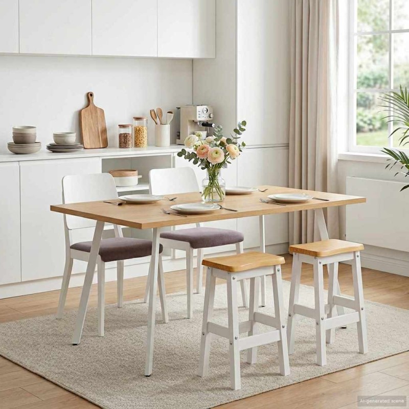 vidaXL Υψηλό Μπαρ Σκαμπό EKAI 2 τμχ. Λευκό 40 x 29 x 63 εκ.