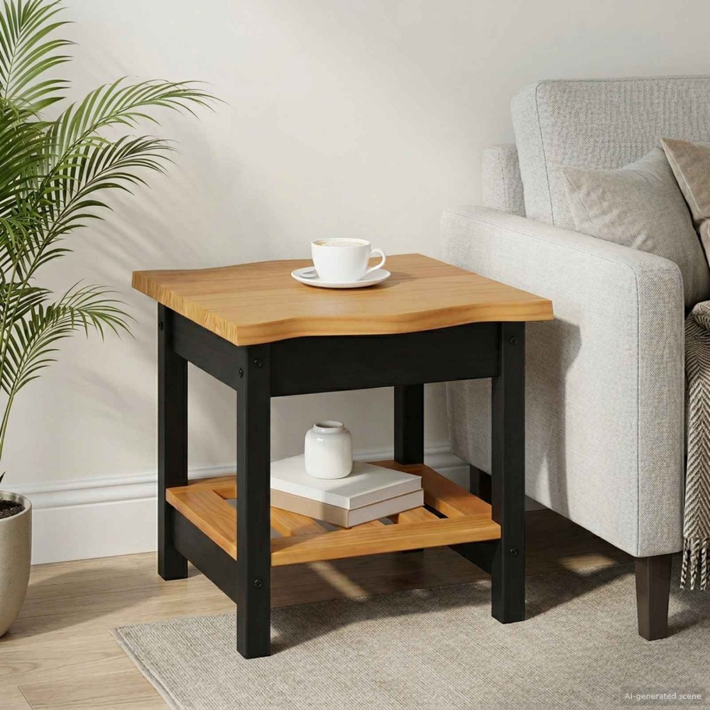 VidaXL Τραπεζάκι Πλευράς με ράφι EKAI Μαύρο 50 x 50 x 45,5 εκ.