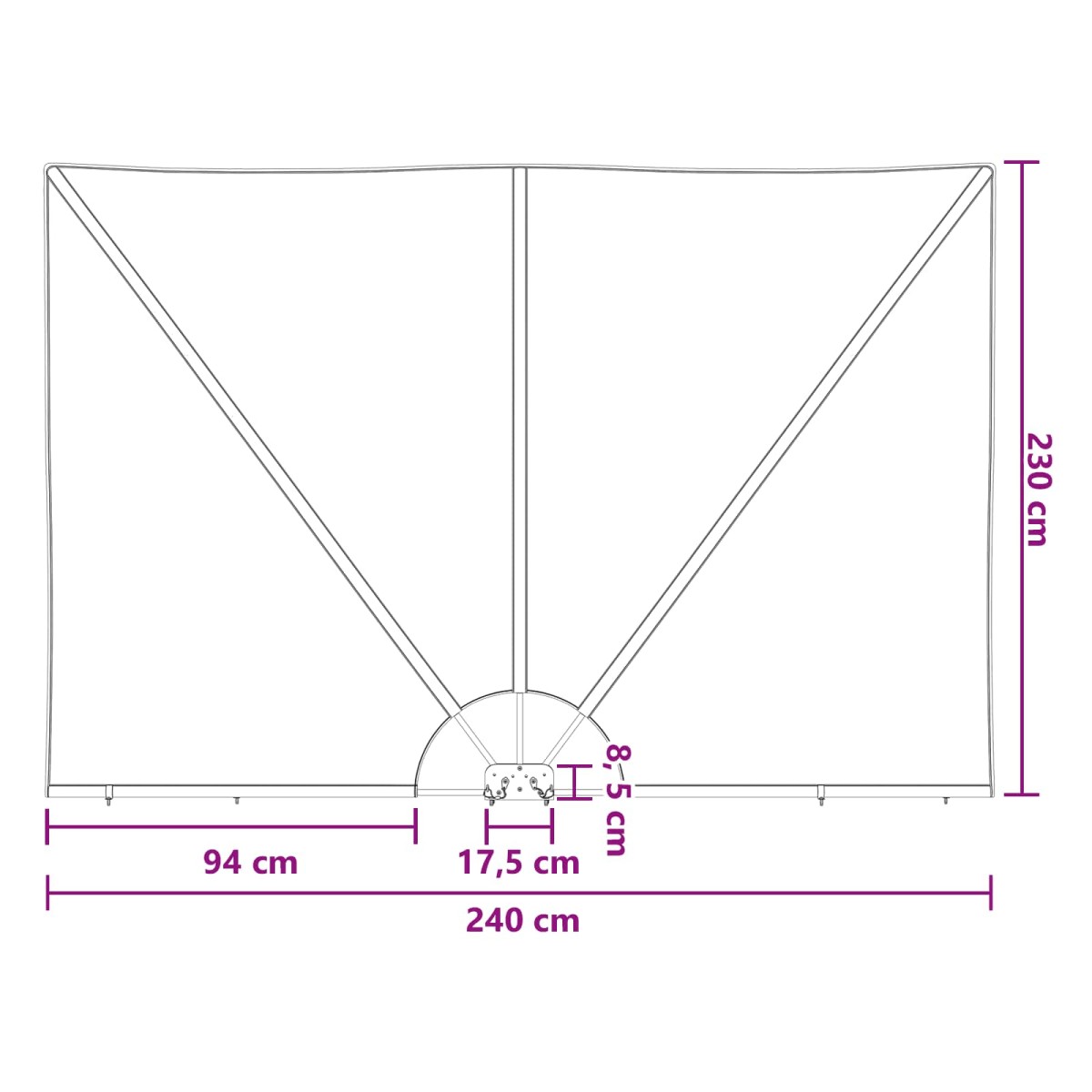 vidaXL Αδιάφανο σκίαστρο μπαλκονιού 240 x 160 εκ Πολυεστέρας