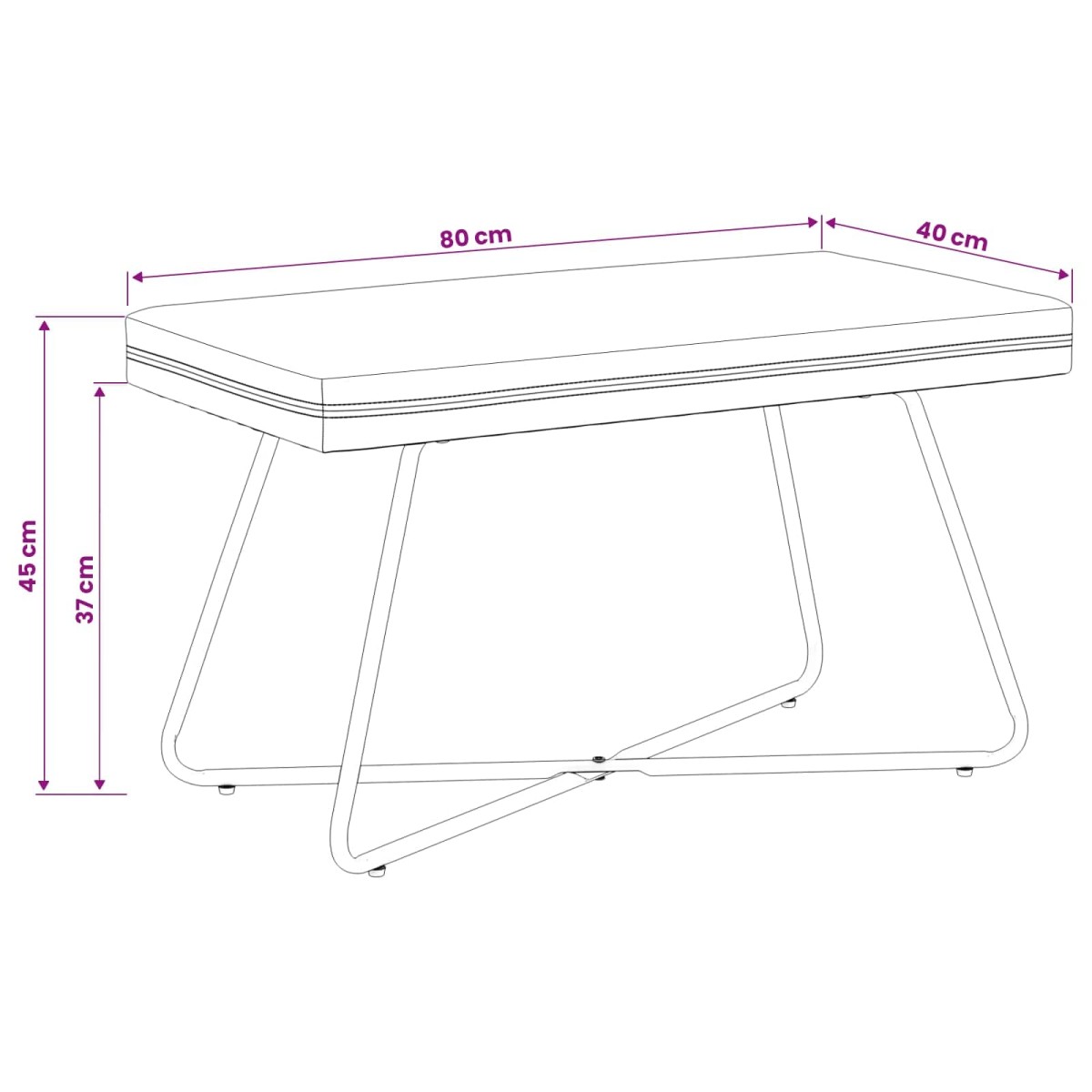 vidaXL παγκάκι Τιρκουάζ 80 x 40 x 45 εκ. Βελούδο