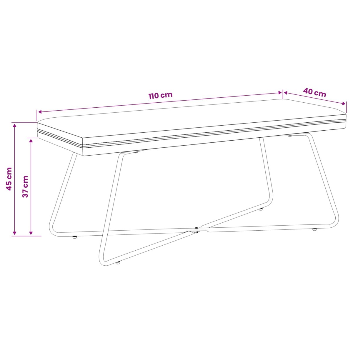 vidaXL παγκάκι Ροζ 110 x 40 x 45 cm Βελούδο