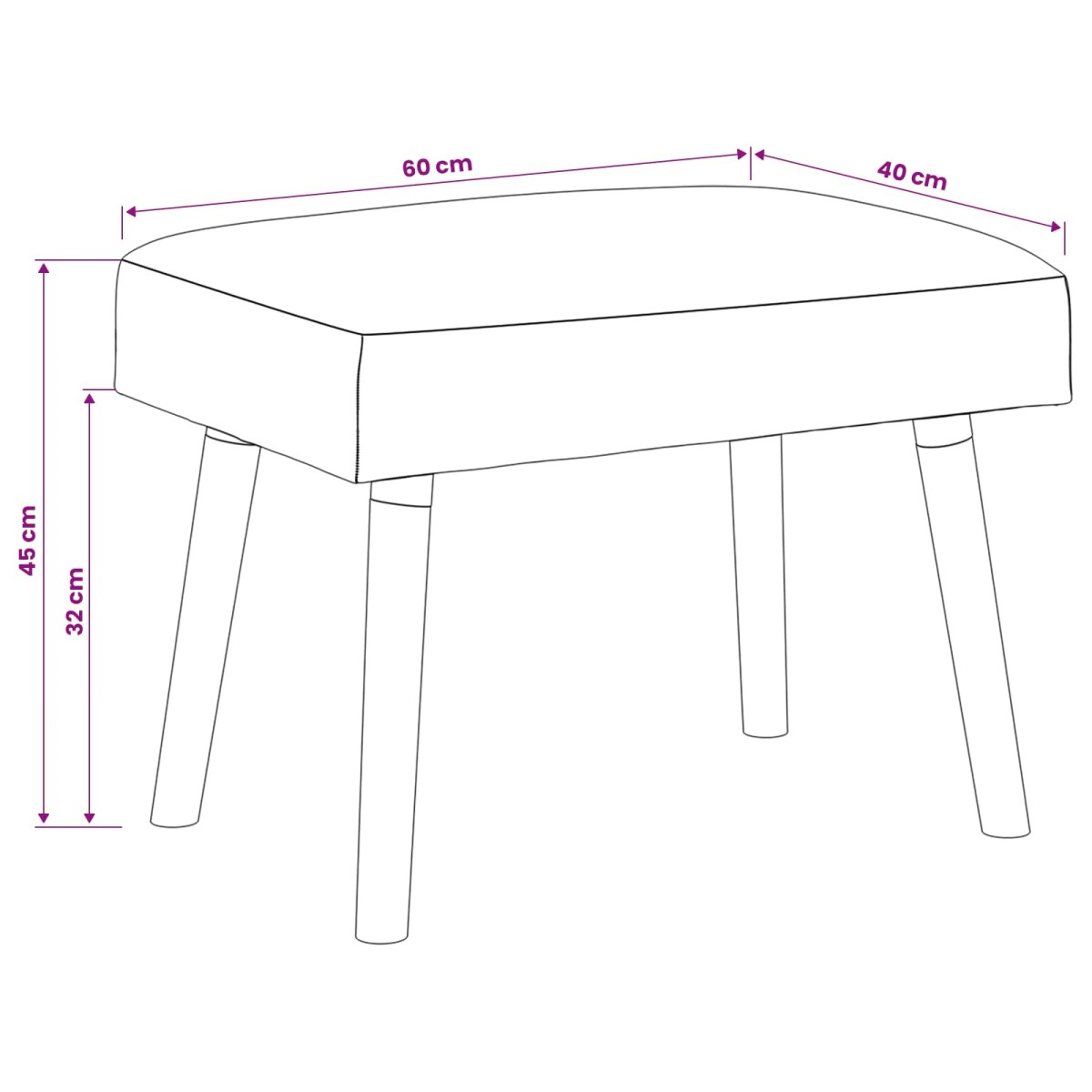 vidaXL παγκάκι Μονόχρωμο Μαύρο 60 x 40 x 45 εκ. Μπουκλέ