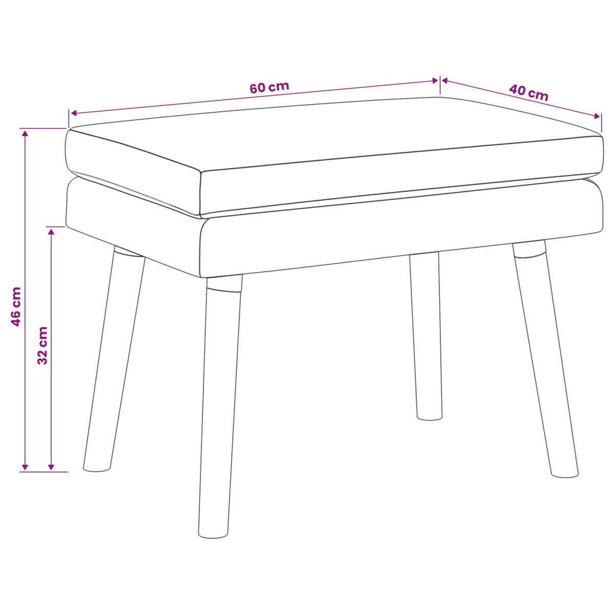vidaXL Διπλή Επίστρωση Πάγκος Απαλό Κίτρινο 60 x 40 x 46 εκ. Ύφασμα