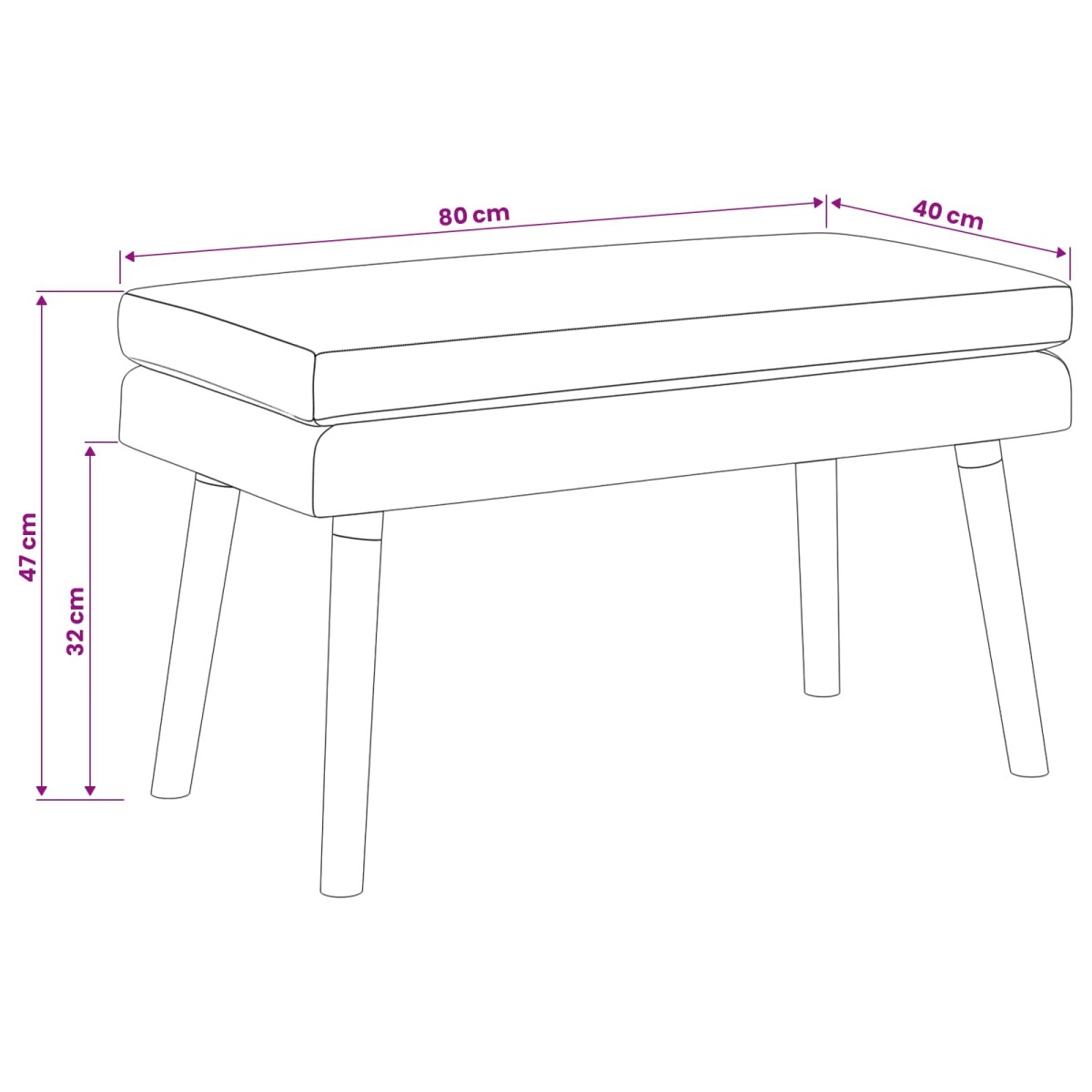 vidaXL Διπλή Επίστρωση Πάγκος Σκούρο Καφέ 80 x 40 x 47 εκ. Ύφασμα