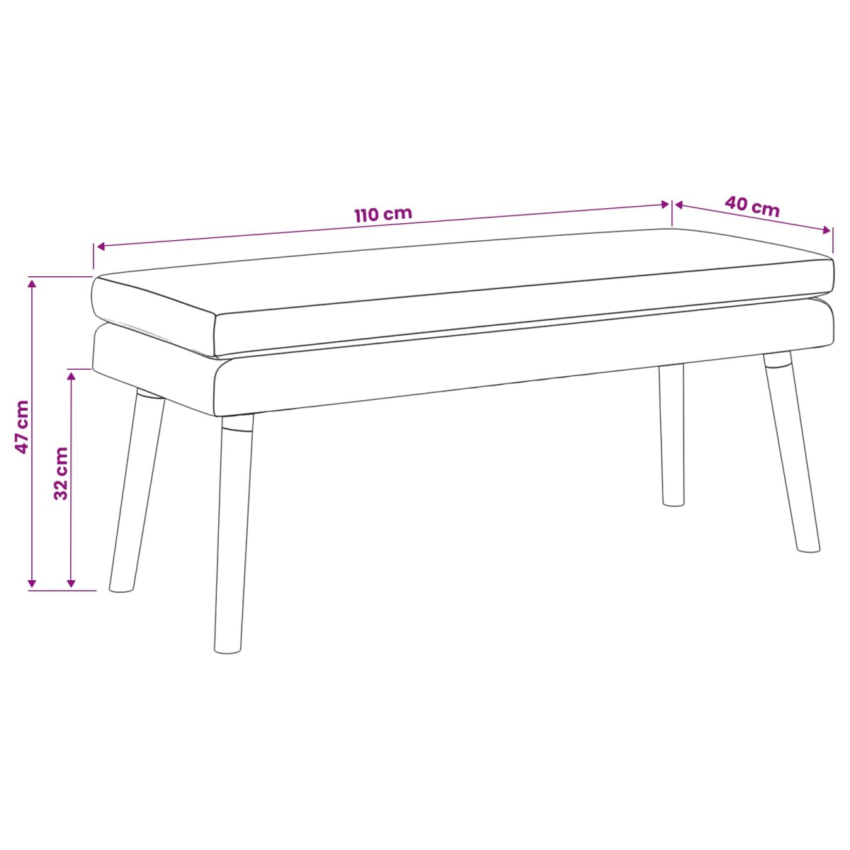 vidaXL Διπλή Επίστρωση Πάγκος Μπλε τζην 110 x 40 x 47 εκ. Ύφασμα