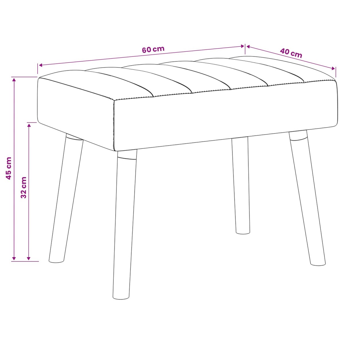 vidaXL Πάγκος με Καναλεύματα Σκούρο Πράσινο 60 x 40 x 45 εκ. Ύφασμα