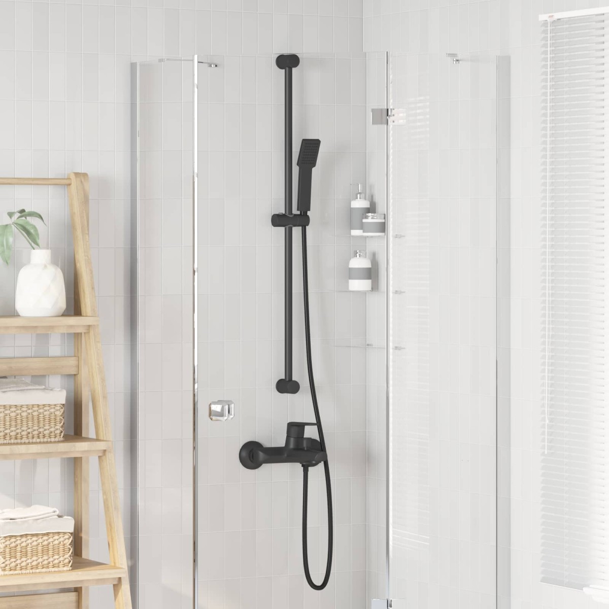 vidaXL Σετ Κεφαλής Ντους Μαύρο 150 cm Ανοξείδωτο Ατσάλι
