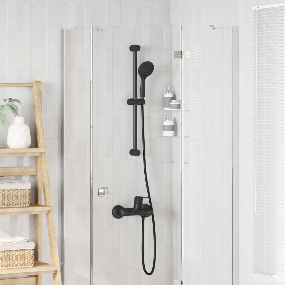 vidaXL Σετ Συστήματος Ντουζιέρας Μαύρο 70 cm Ανοξείδωτο Ατσάλι